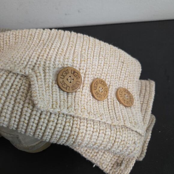 Ugg Australia Women’s Cardy Knit Tan Gold Sweater Boots Buttons Size 5 US 1876 - Picture 4 of 7
